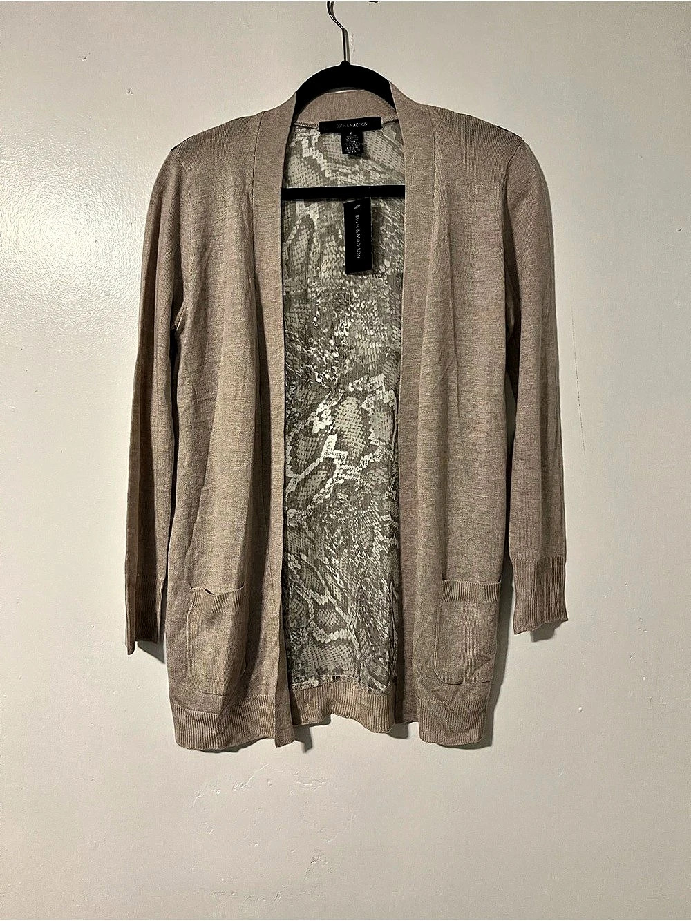 89th & Madison Oatmeal Heather with Snakeskin - Python Sheer Back Panel - Open C